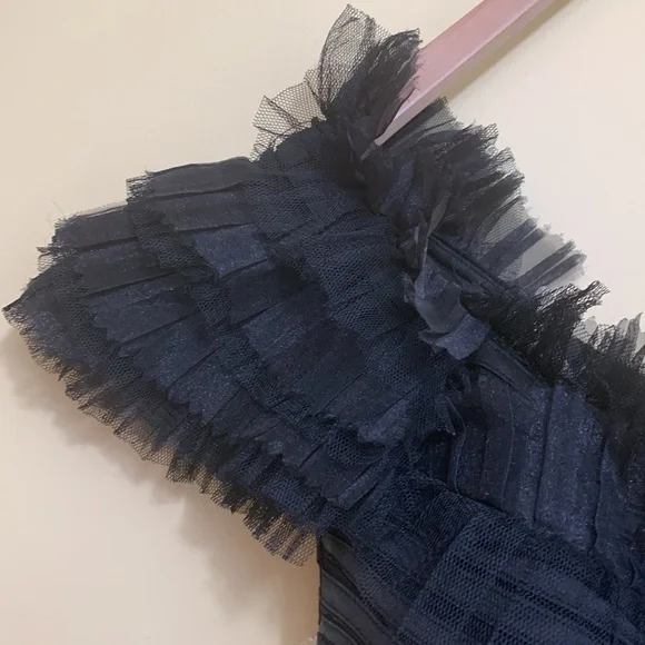 Gracia Wednesday Black Bandage Style Tulle One Shoulder Cocktail Formal Dress L - Picture 5 of 16